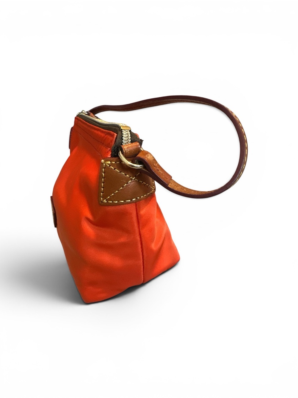 Dooney & Bourke Orange Shoulder Wristlet with Brown Strap - Picture 4 of 7